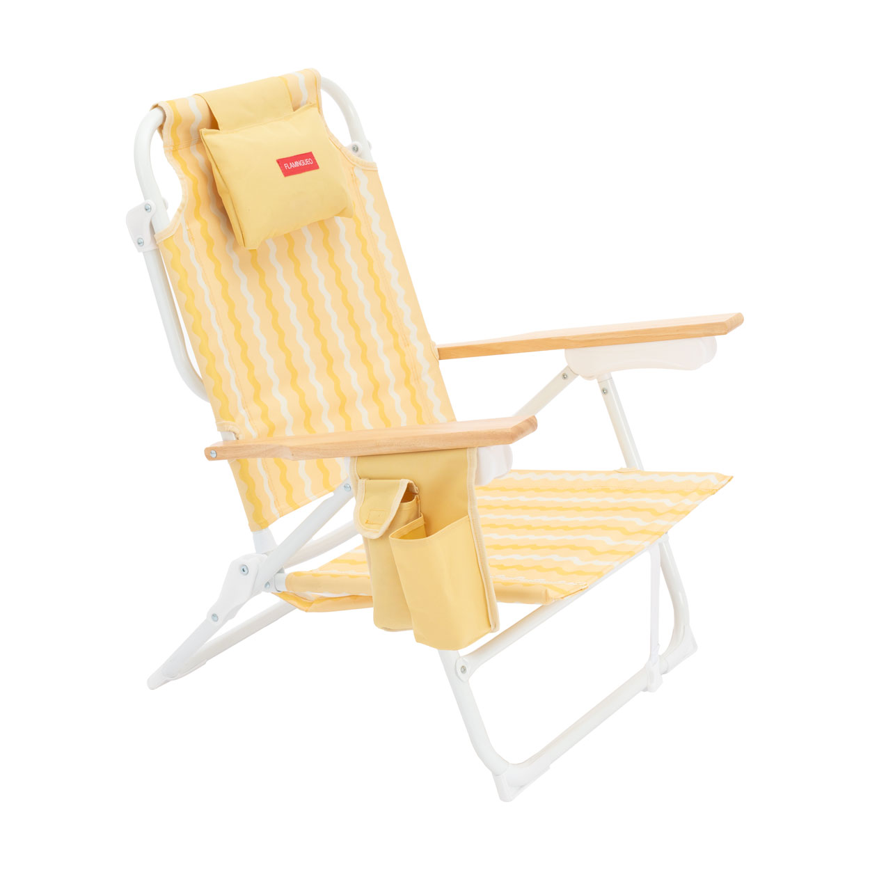 Flamingueo Silla Playa Plegable Reclinable 5 Posiciones Bolsillo Insulado Frío Bolsillo para Móvil Asas Mochila Almohada Ergonómica Aluminio y Poliéster 64 x 61 x 78 cm