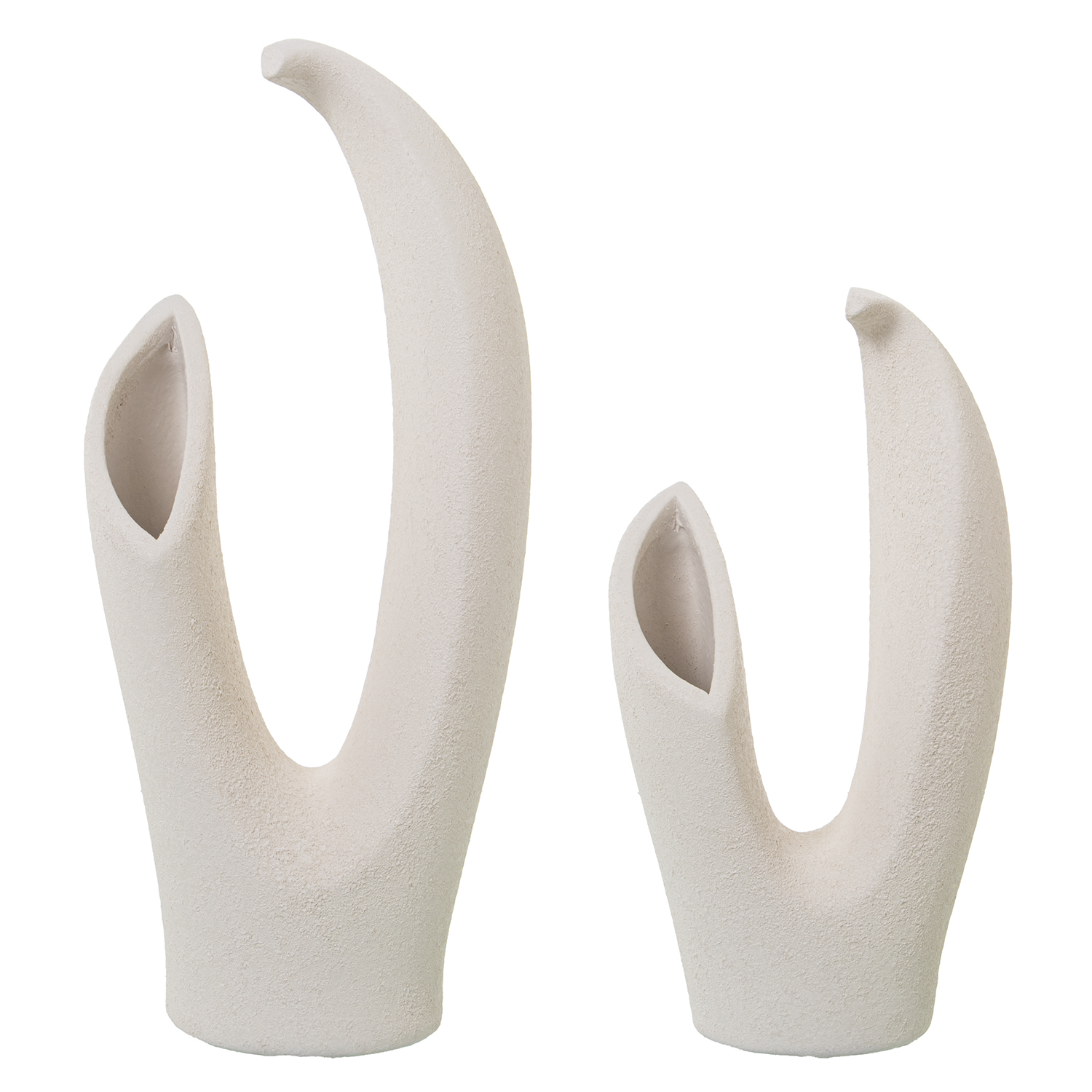 Set 2 jarrones ceramica beigearena 19x14x42 y 18x13x33cm
