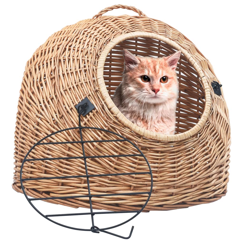 vidaXL Transportín para Gatos Sauce Natural Jaula Casas Refugio para Mascota Color Amarillo,  Gris, y mas