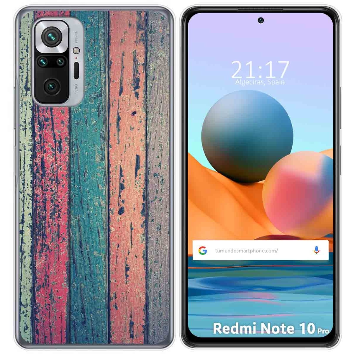 Tumundosmartphone Funda Gel Tpu para Xiaomi Redmi Note 10 Pro diseño Madera 10 Dibujos