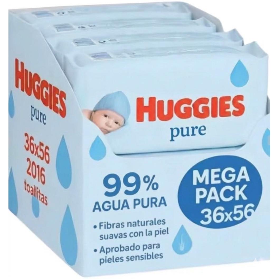 Huggies Pure 2016 Toallitas (36 packs de 56 Toallitas) con 99% Agua Pura, Sin Aditivos ni Fragancias, Suaves Fibras Naturales de Origen Vegetal, Hipoalergénicas, Máxima Suavidad.