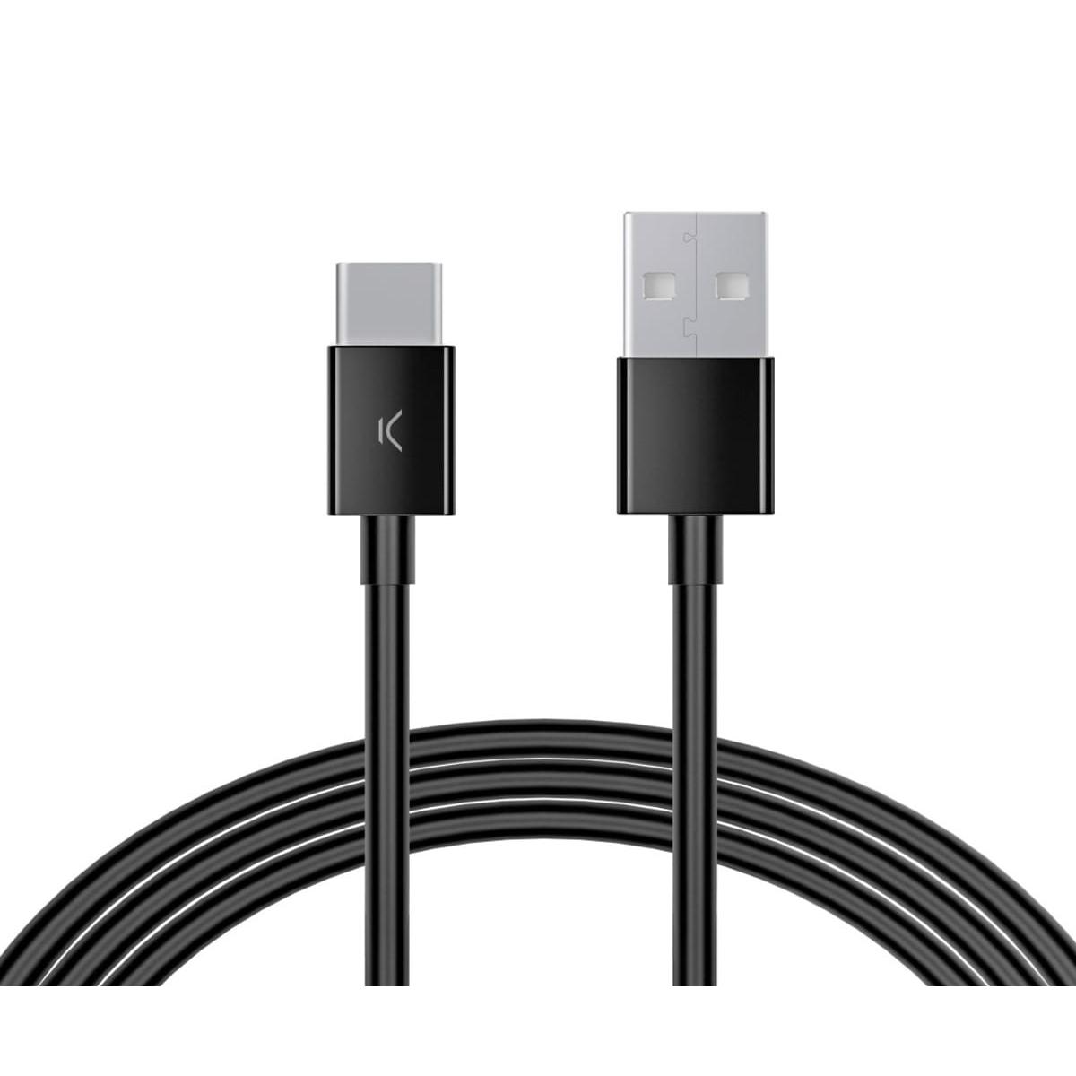KSIX BXCUSBC04 Negro / Cable de carga y datos USB-A a USB-C / 25W / 3m
