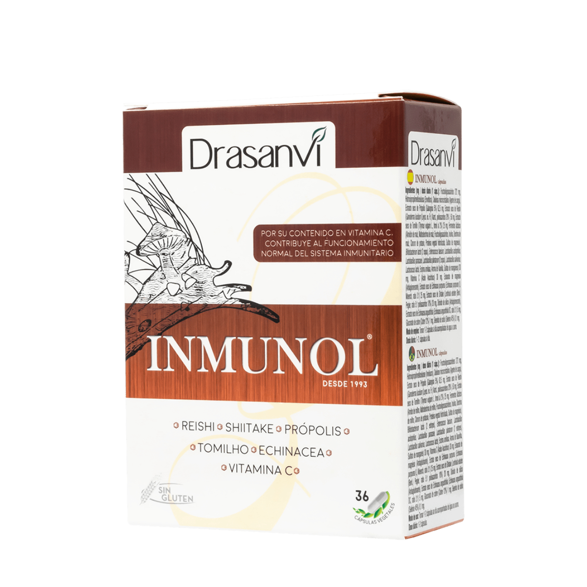 Drasanvi Inmunol - 36 vcaps. - Suplemento inmunitario con reishi, shiitake, vitamina C y fermentos lácticos