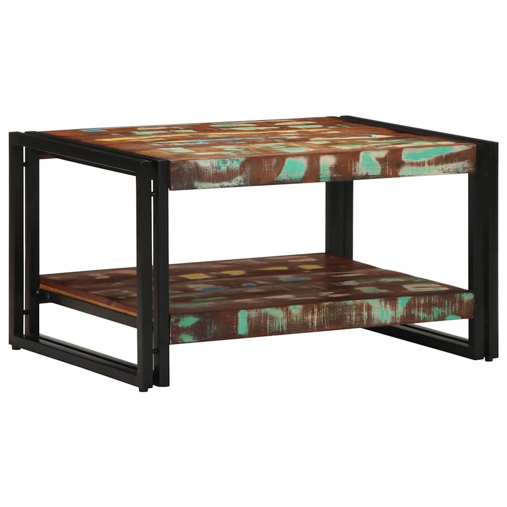 vidaXL Mesa de centro multicolor 70x50x38 cm madera maciza reciclada