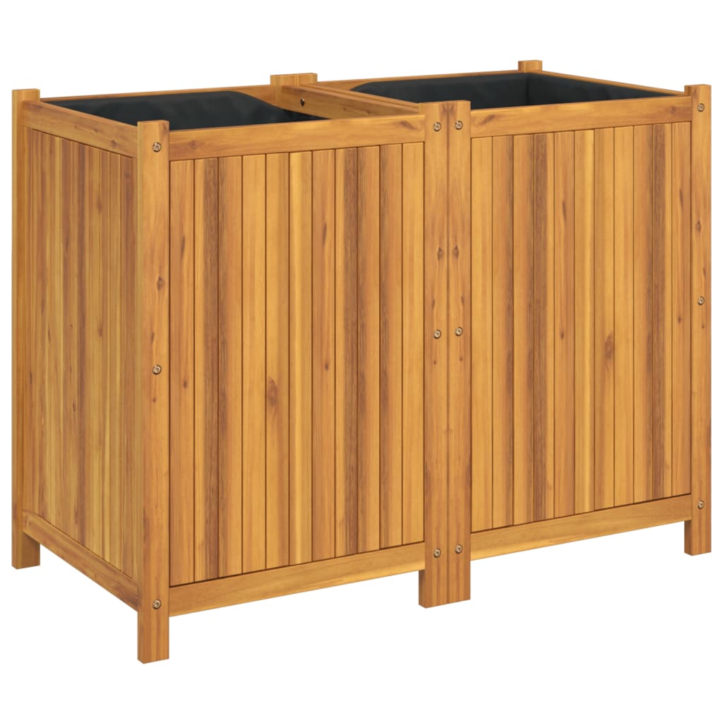 vidaXL Jardinera con forro madera maciza de acacia Dimensiones 31 x 31 x 50 cm,  54 x 31 x 50 cm,  31 x 31 x 75 cm y mas