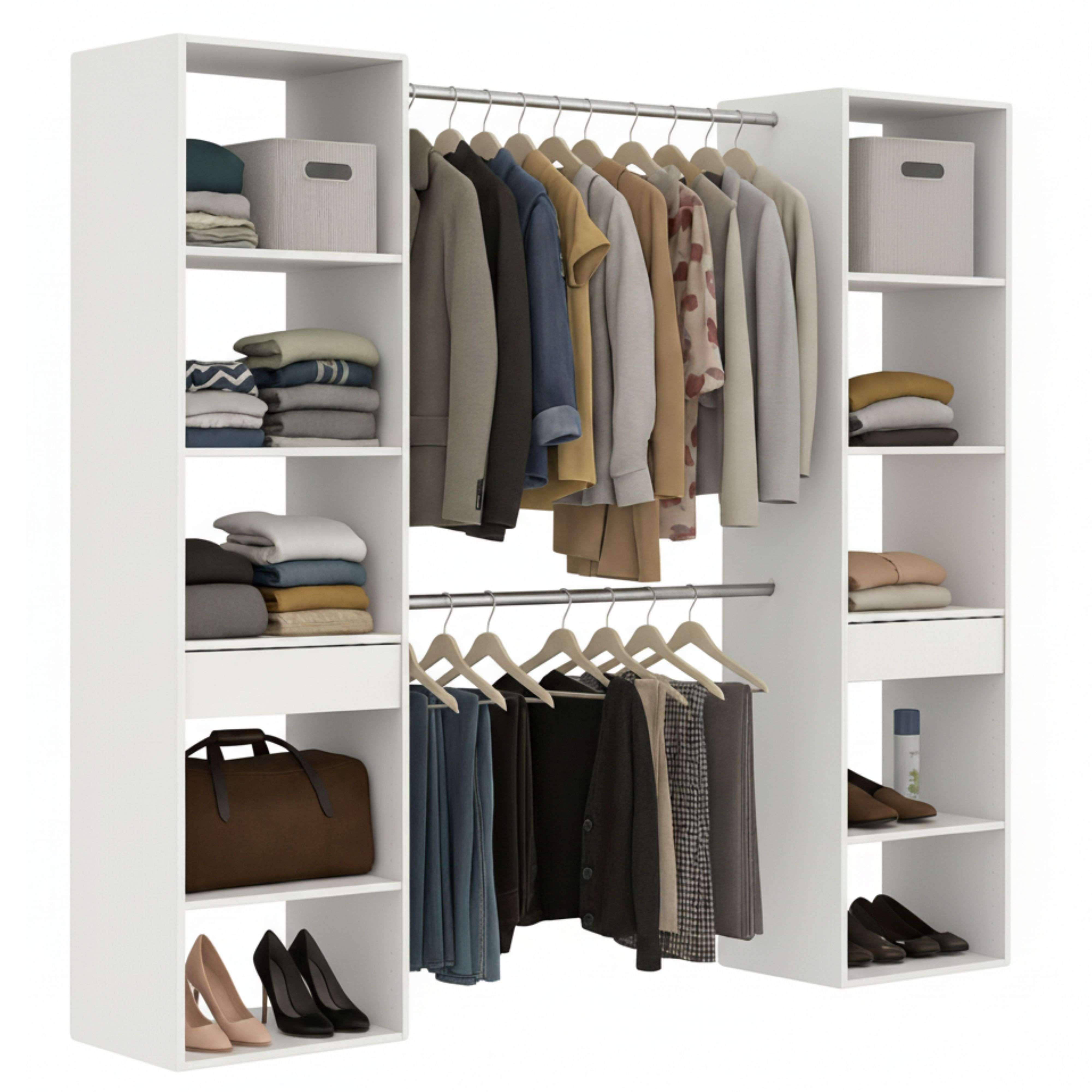 Miroytengo Mueble vestidor abierto Cloe en color Blanco Mate 200x200x50 cm