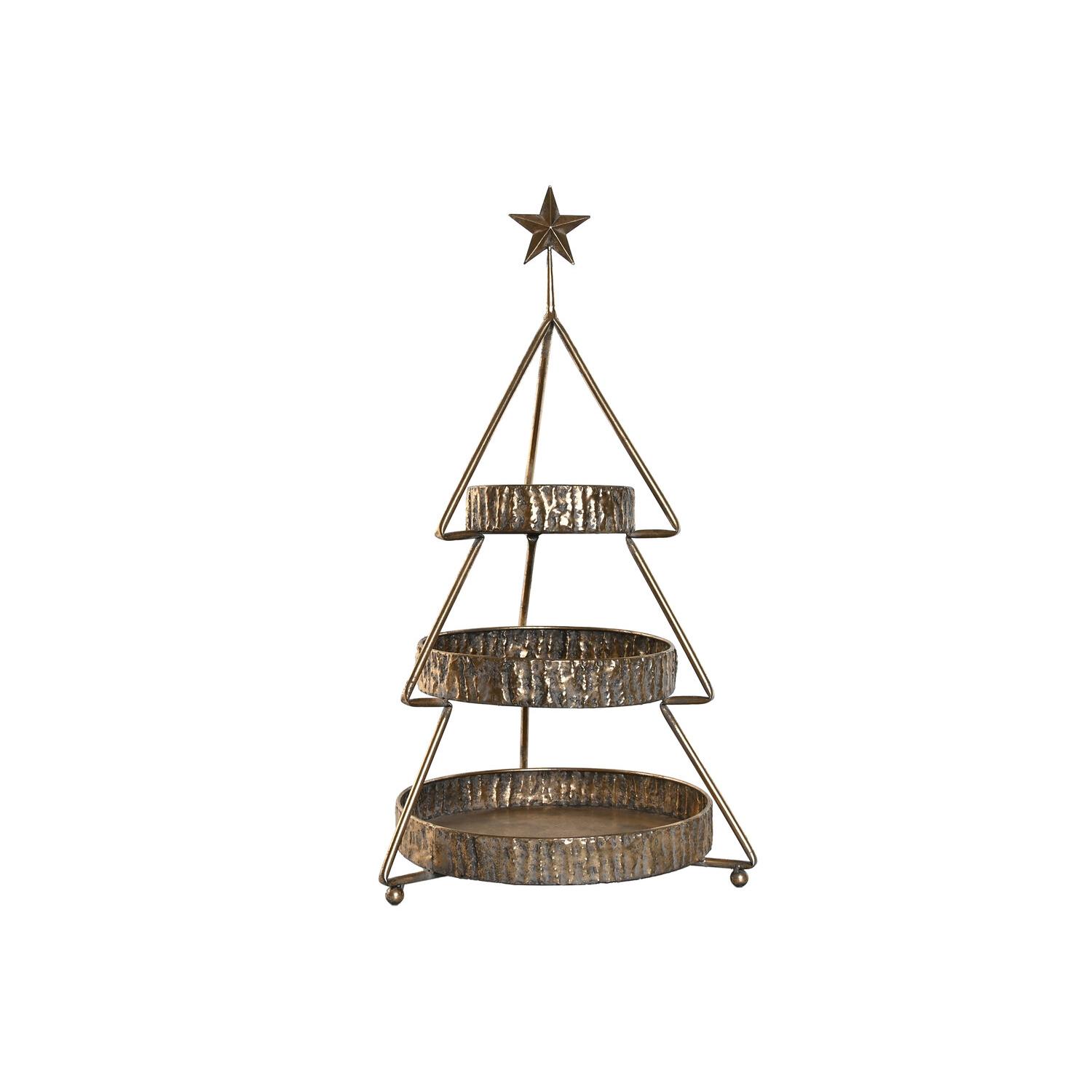 Frutero Metal 43X43X79 3Est. Arbol Envejecido, Decoracióna de navidad para todos los hogares, Navidad Moderna