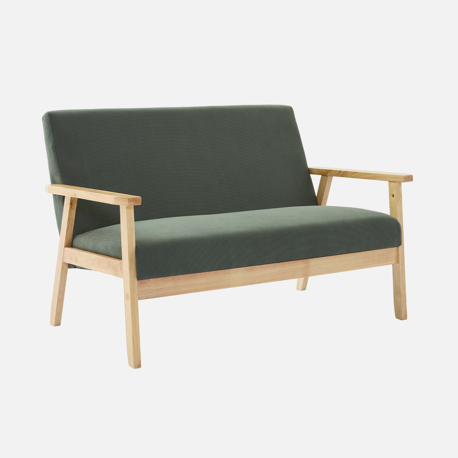 sweeek - Sofá-banco de pana con patas de madera,  2 plazas , Isak pana , 114x69x73