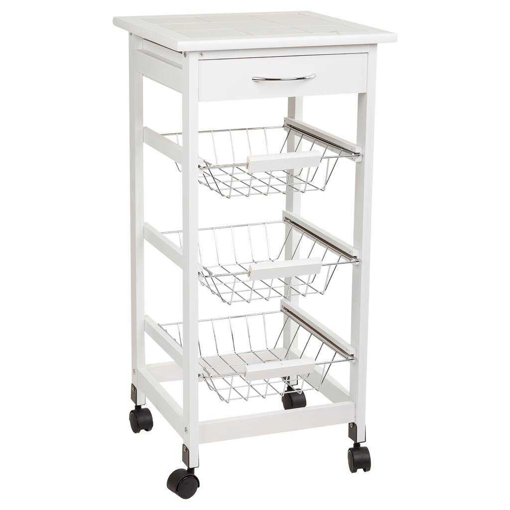 Wonderlust Deco - Carro de madera 37x37x76 cm blanco Blanco 37x37x76 cm