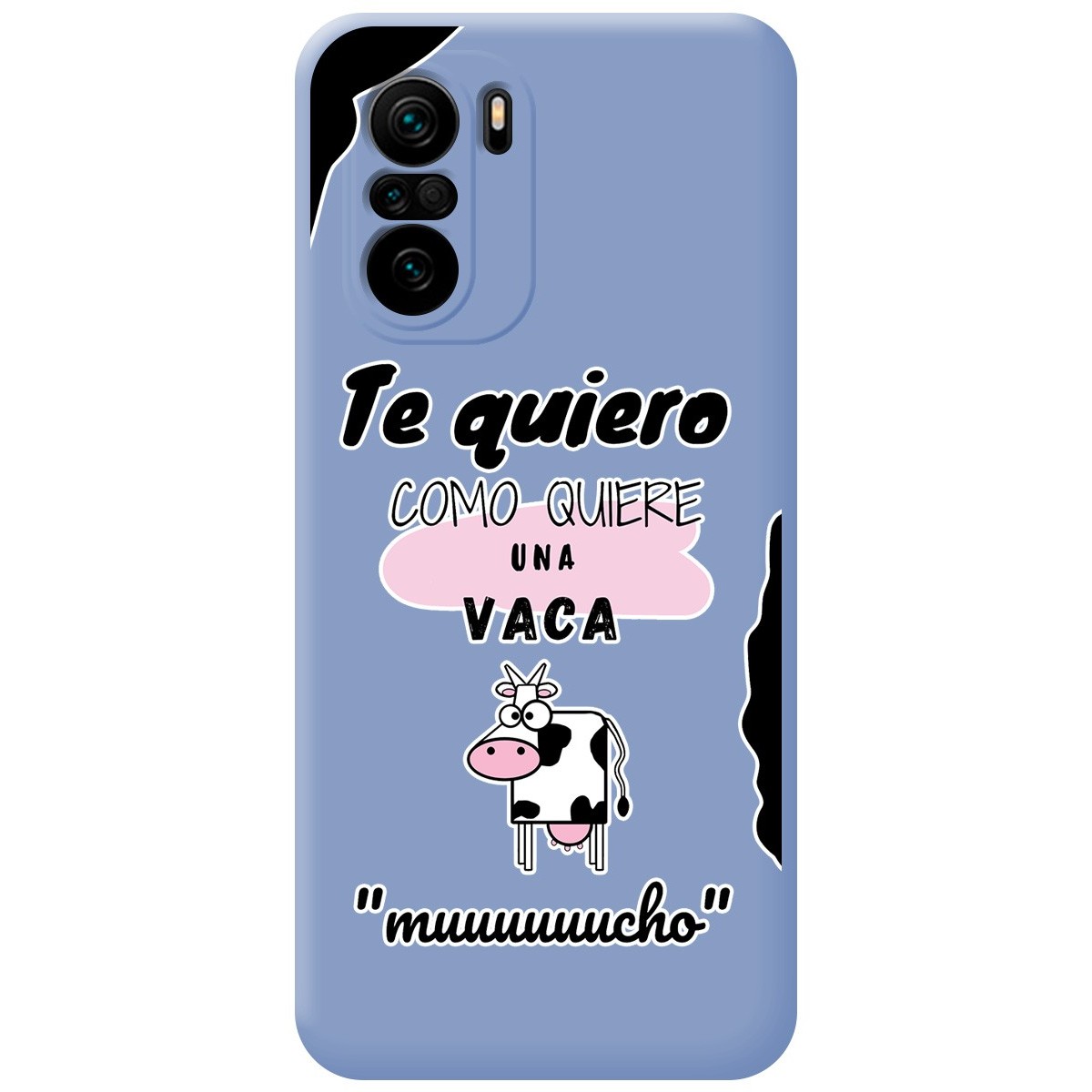 Tumundosmartphone Funda Silicona Líquida Azul para Xiaomi POCO F3 5G / Mi 11i 5G diseño Vaca Dibujos