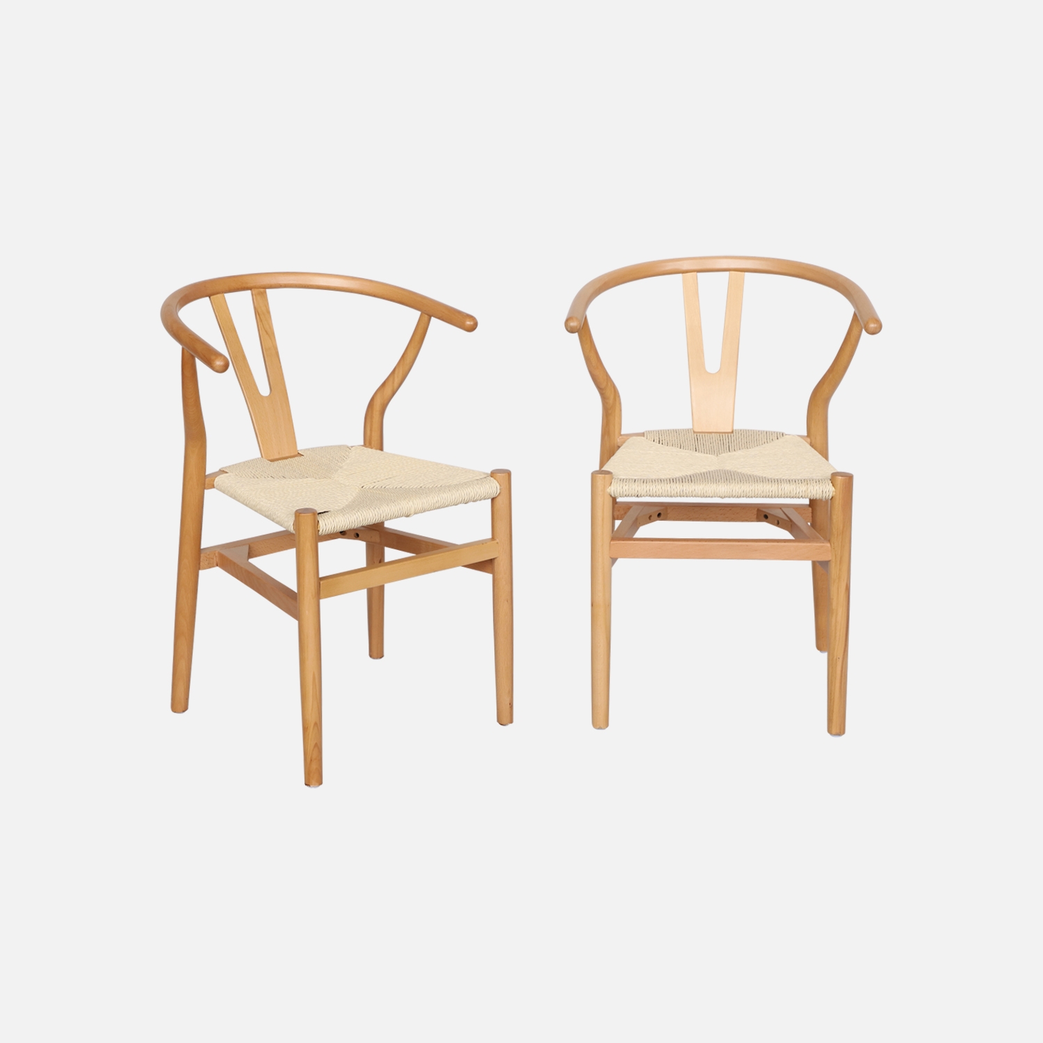 sweeek - Silla de madera con asiento de cuerda, set de 2 , Cecile , 54x53x76