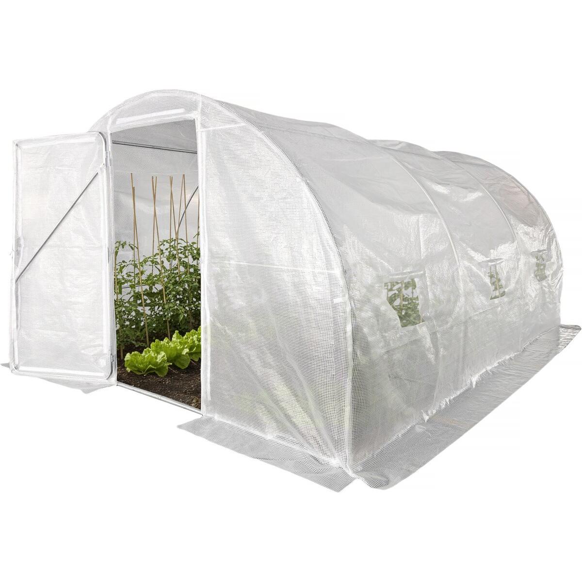 Habitat y Jardin - Invernadero de túnel "Mimosa" con puerta - 12 m² - 180 g - Blanco