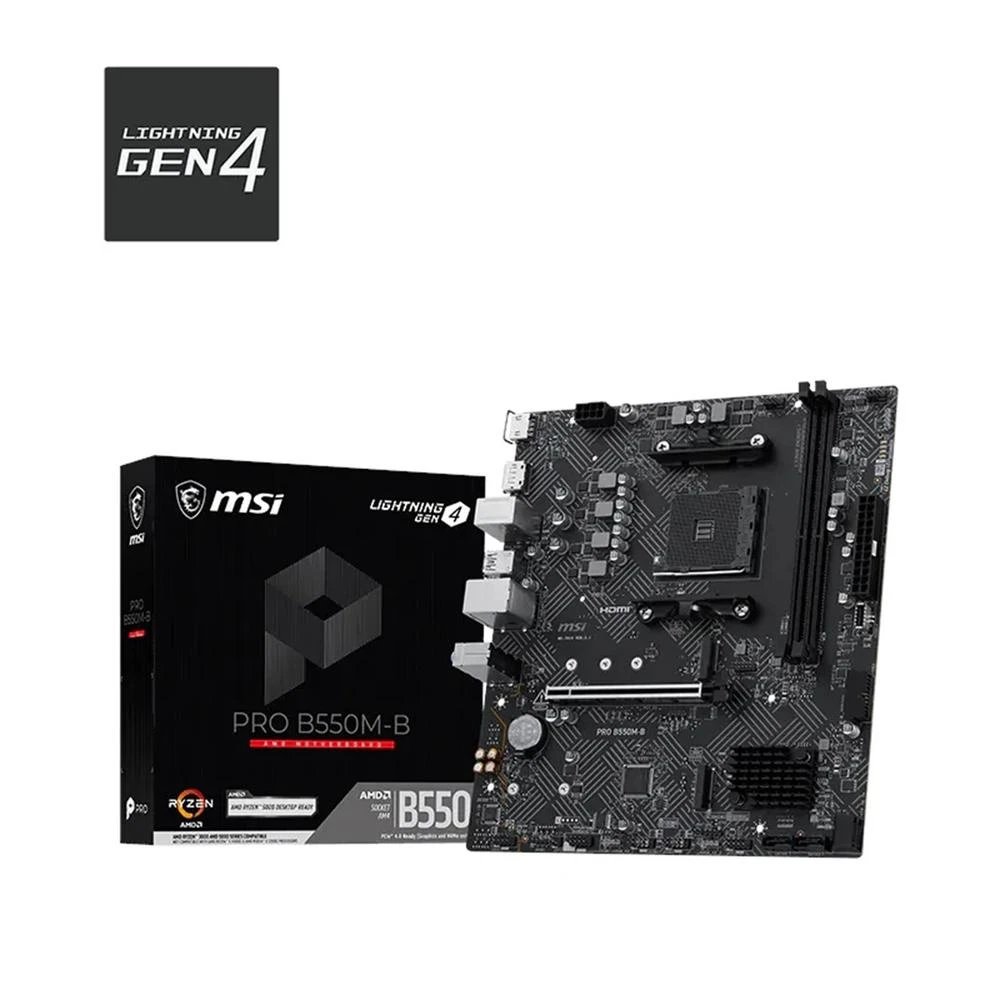 MSI - Placa base PRO B550M-B mATX para AMD Ryzen 5000/3000 con PCIe 4.0, 2 ranuras M.2 NVMe y soporte Windows 11