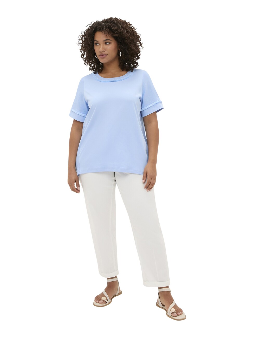 Fiorella Rubino - Camiseta bimaterial en mezcla de lino