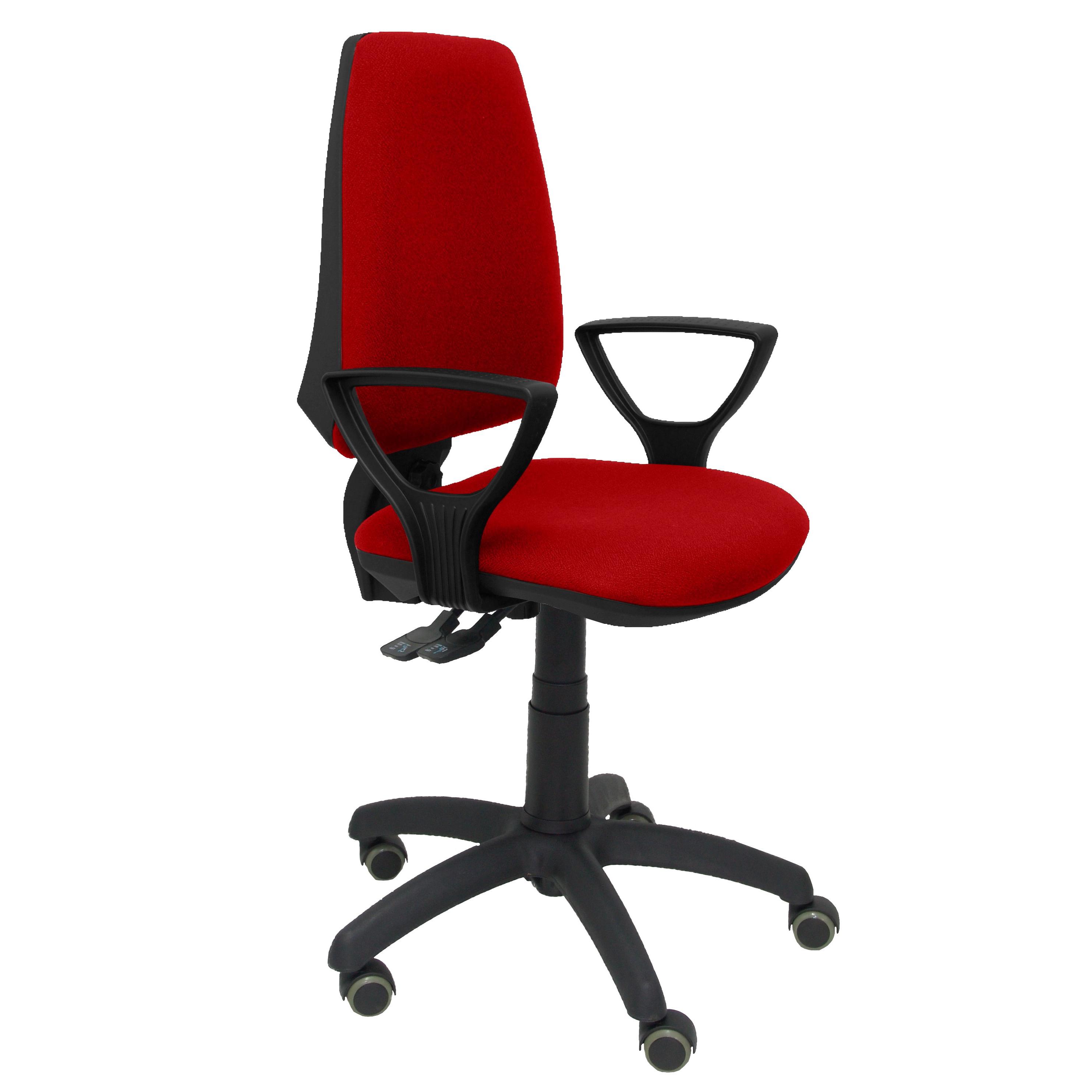 Piqueras Y Crespo Silla Elche S BALI Rojo Ergonómica con Brazos Fijos y Ruedas de Parqué