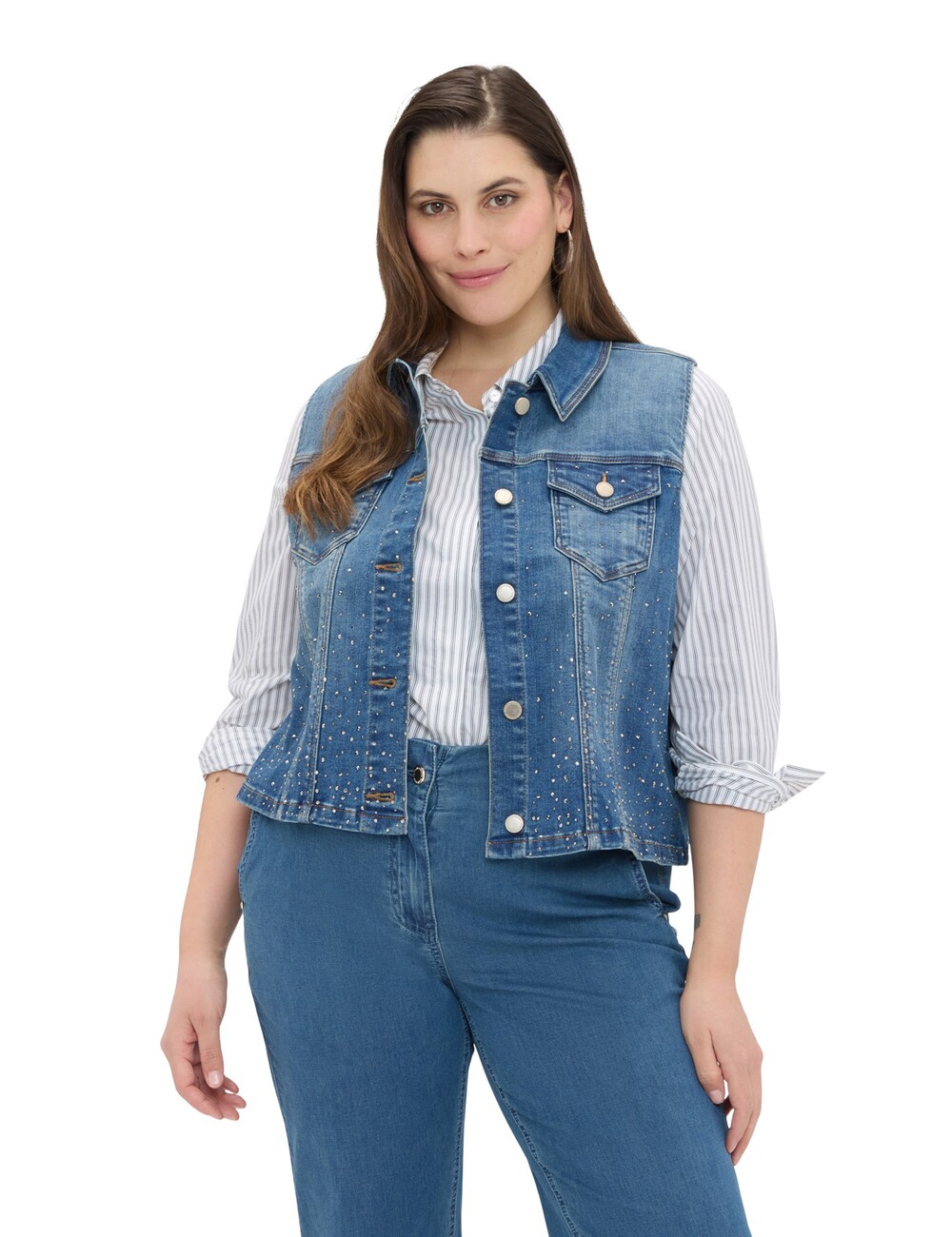 Fiorella Rubino - Chaleco de denim con strass