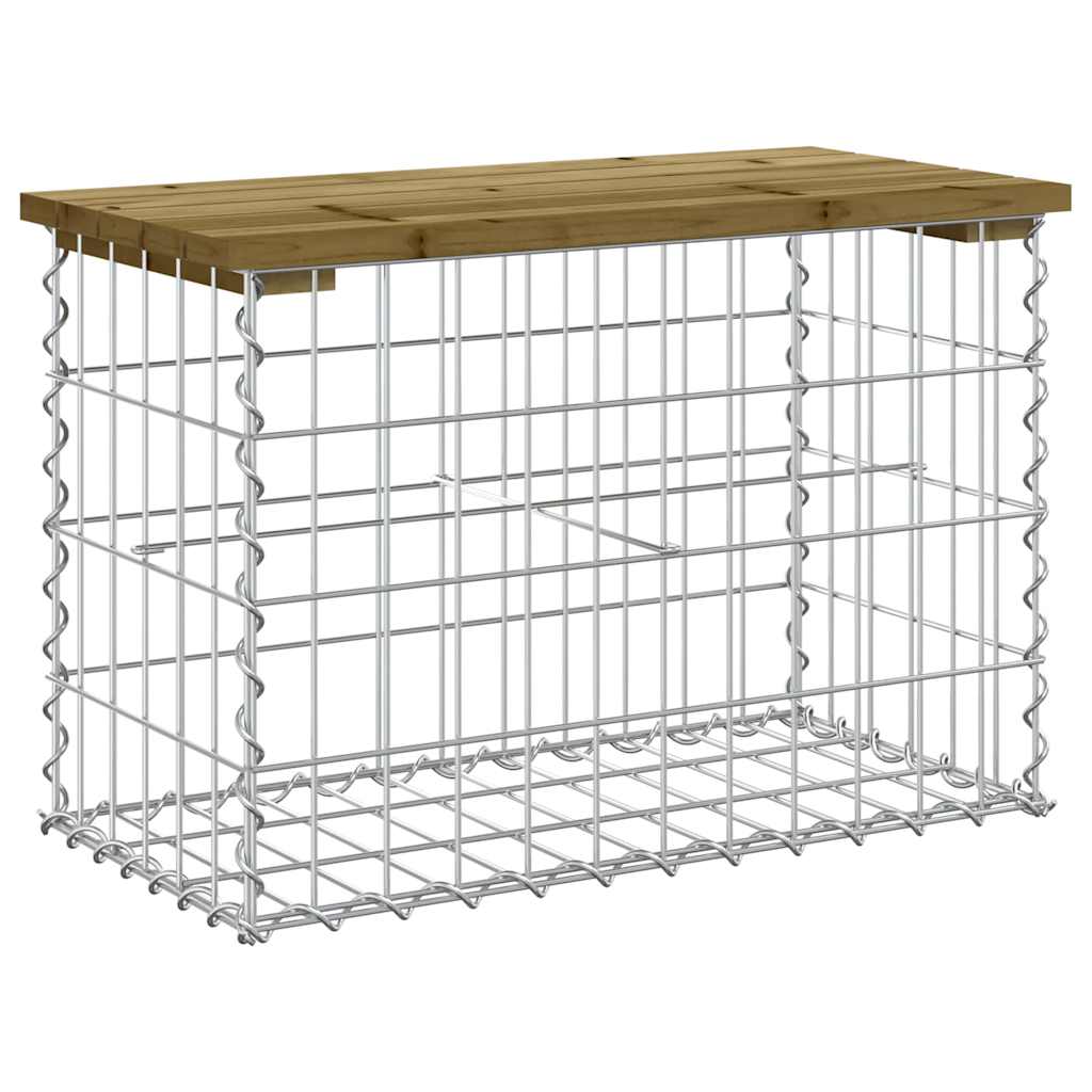 vidaXL Banco jardín diseño gavión madera pino impregnada 63x31,5x42 cm