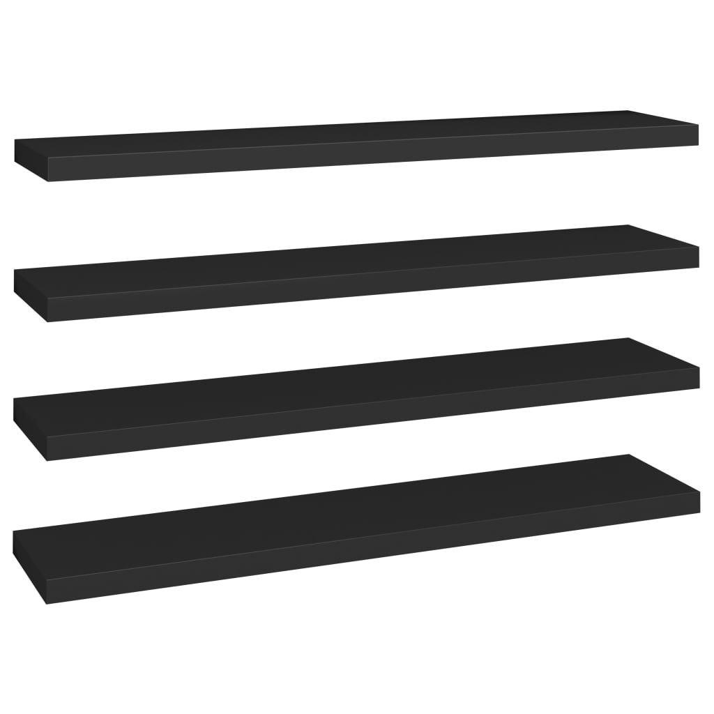 vidaXL Estantes flotantes pared 4 MDF 120x23,5x3,8 cm Blanco brillante, negro brillante, gris brillante Mueble Almacenaje Estantería para Oficina, Estudio, Dormitorio Estantería/Librería/ mueble de Almacenamiento