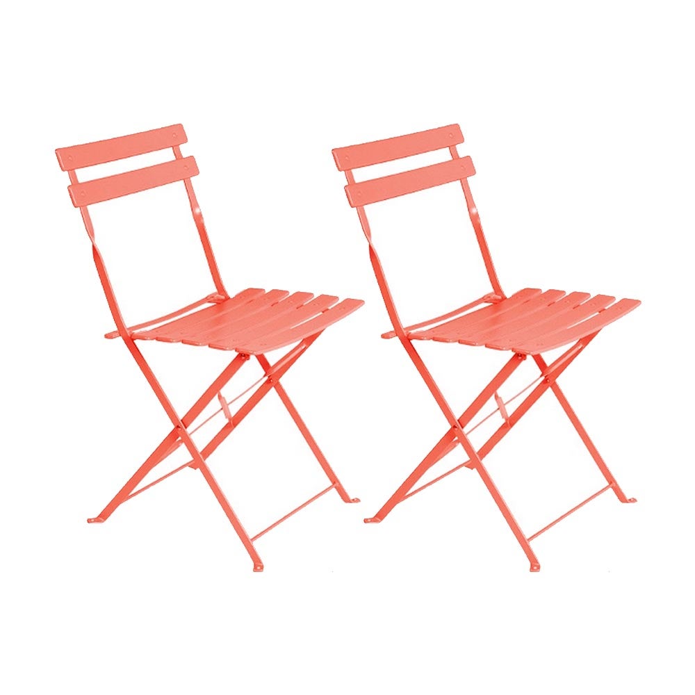 Set de 2 sillas de jardín plegables Sira con láminas curvas de acero de 80x46x41 cm Lola Home
