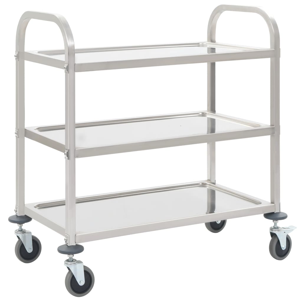 vidaXL Carrito de cocina de acero inoxidable en dimensiones 95 x 45 x 83.5 cm (2 niveles)/96.5 x 55 x 90 cm (3 niveles)/107 x 55 x 125 cm (4 niveles) y más