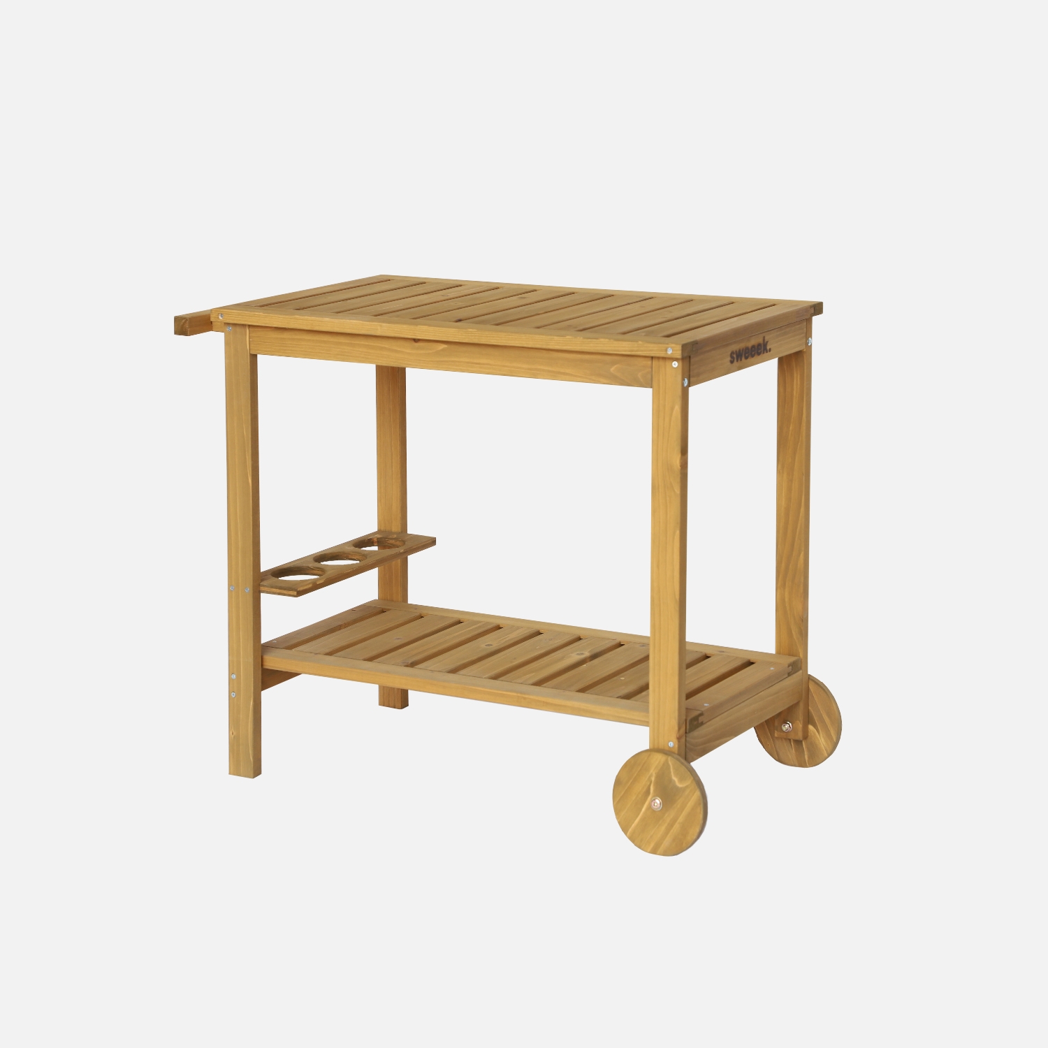 sweeek - Carrito de cocina exterior de madera con ruedas , Aulne , 95x47x74