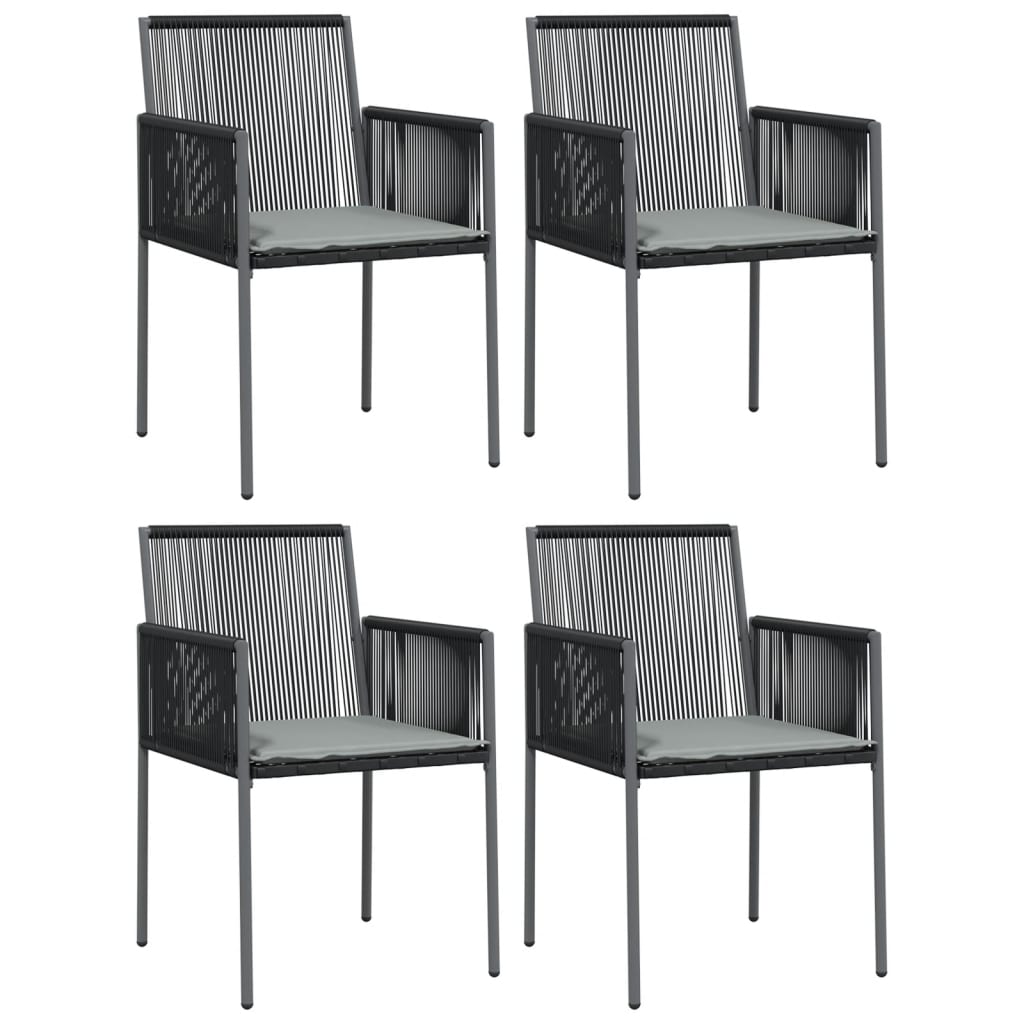 vidaXL Sillas jardín con cojines ratán PE negro 54x60,5x83,5cm Set de 2/4/6