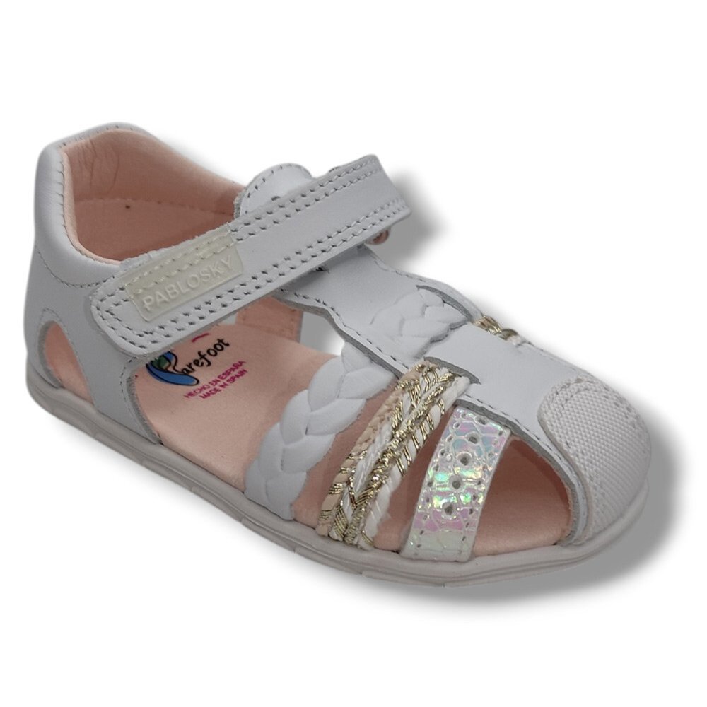 Pablosky Sandalia Cerrada Niña Barefoot 067200 BLANCO calzado niños Respetuoso Pablosky Summer ROYALE CORDONETS
