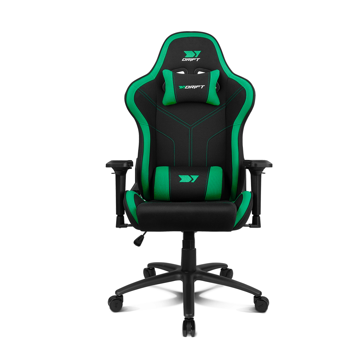 DRIFT GAMING Silla DR110  - Silla Profesional, tejido fabric alta transpriación, reposabrazos 4D, ruedas silenciosas, piston clase 4, inclinación, cojines cervical/lumbar, color Verde