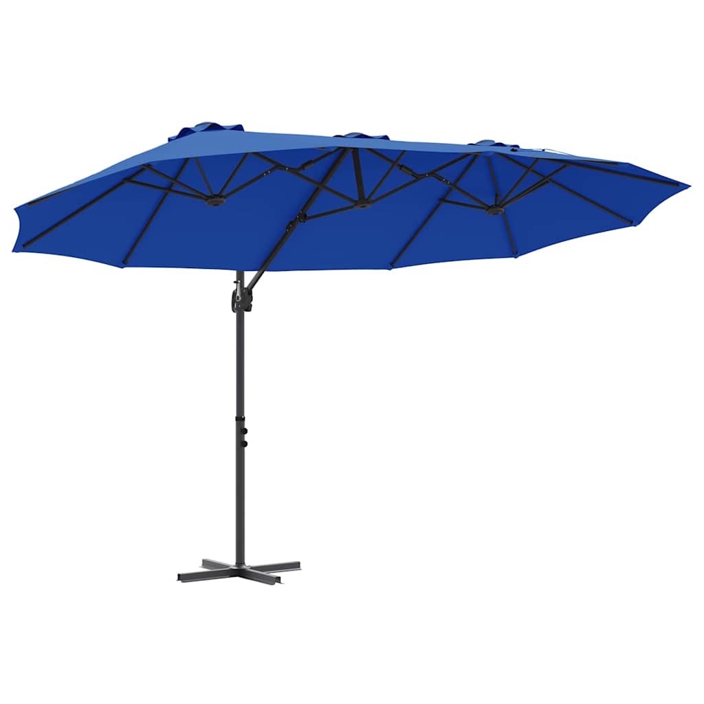 vidaXL Sombrilla Azul azur 372 x 198 x 243 cm Poliéster y Aluminio