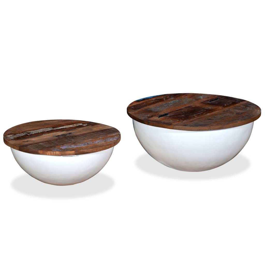 Vidaxl - Mesa de Centro Forma de Bol 2 Uds - Madera Reciclada - Blanco y Negro