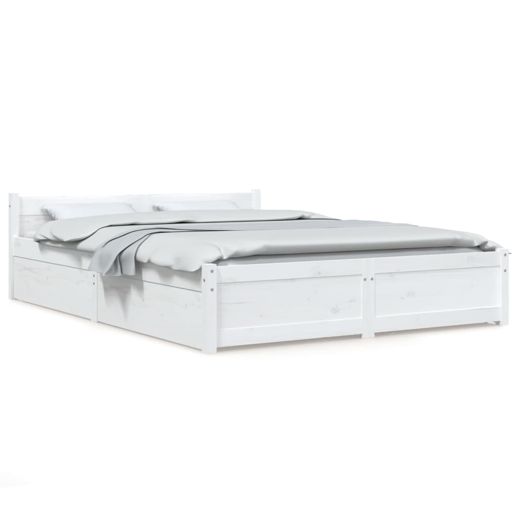 vidaXL Estructura de cama con cajones blanco 150x200 cm