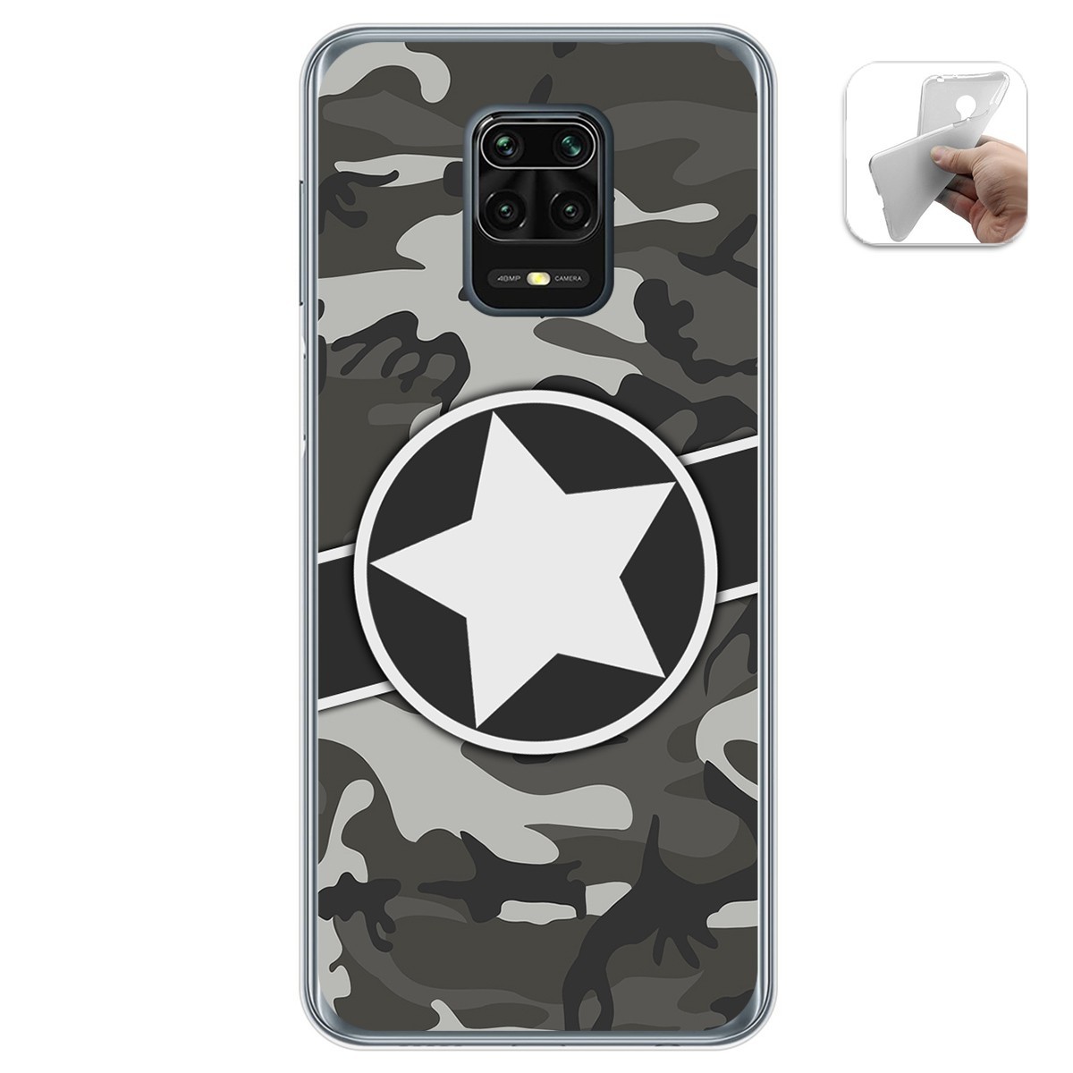 Tumundosmartphone Funda Gel Tpu para Xiaomi Redmi Note 9S / Note 9 Pro diseño Camuflaje 02 Dibujos