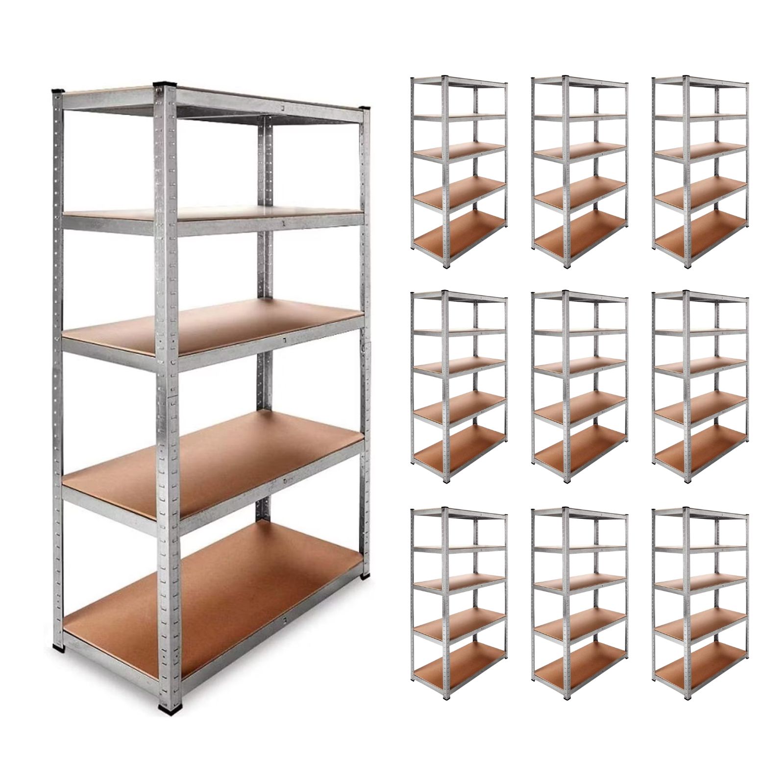 DASCK - Pack de 10 Estanterías Galvanizadas de 5 Baldas, 180x90x40 cm
