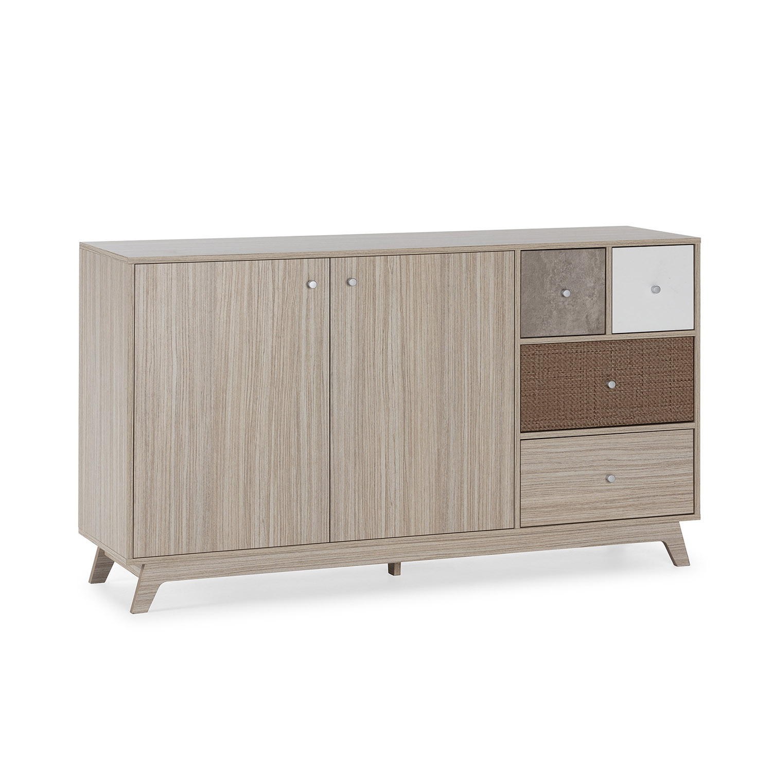 VS Venta-Stock Aparador Maia 2 Puertas 4 Cajones Multicolor Diseño Nórdico Escandinavo