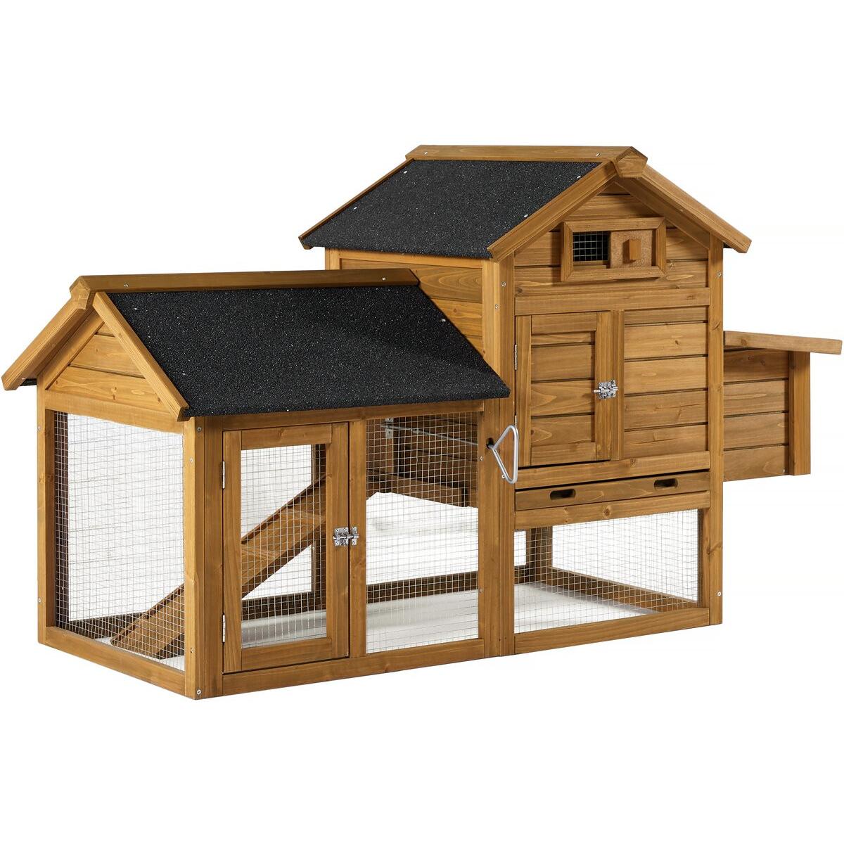 Habitat y Jardin - Gallinero "Poulette" con caja nido de madera - Marrón