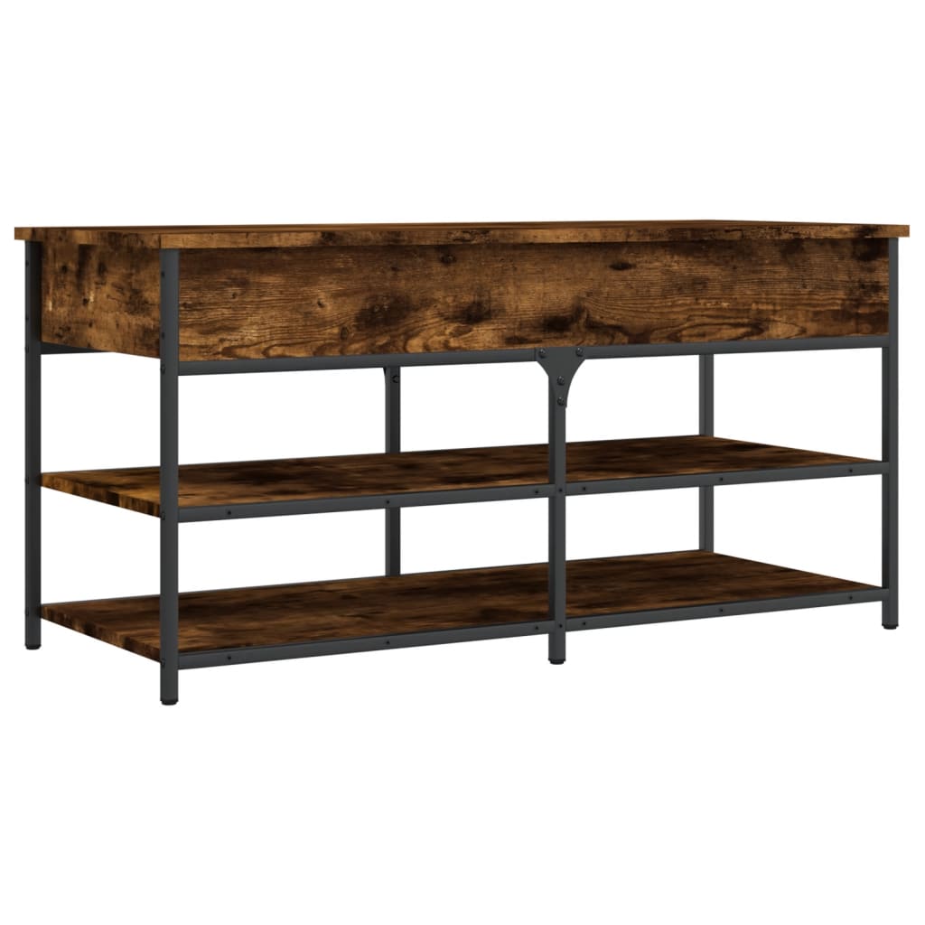 vidaXL Banco zapatero madera ingeniería roble ahumado 100x42,5x50 cm