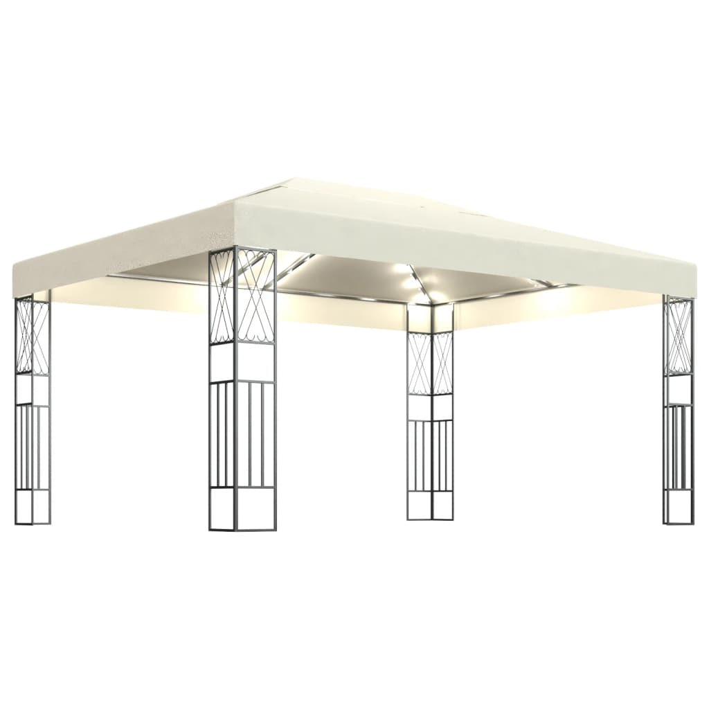 vidaXL Cenador con Tira de Luces 3x4 m Tela Pérgola Parasol Carpa Color Crema,  Antracita, y mas
