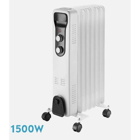 ABRILA Radiador Aceite Brasilia 1000W/1500W/2000w/2500W 5/7/9/11elementos Blanco/negro 3potencias Antivuelco Termostato Reg.seguridad Asa 59,5x40,5x24cm CALIDAD GARANTIZADA