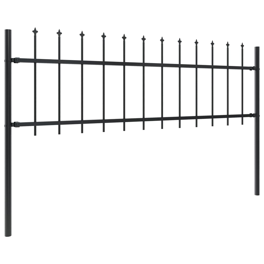 Valla de Jardín Vidaxl con Puntas de Lanza de Acero Negro - Altura 0,6 M Longitud 1.7 M