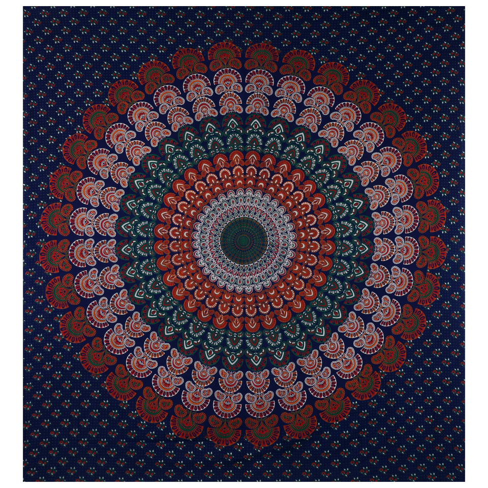 Ethnikulture 100% Algodón Tapiz con Estilo de Mandala Indio - 220 x 240 cm - Uso Versátil para Yoga, Playa y Decoración de Pared - Arte Mural - Ideal como Tapiz de Pared Grande