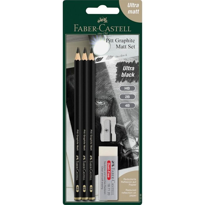 FABER BLISTER DE GRAFITO PITT GRAPHITE MATT HB 2B 4B BC PITT GRAPHITE 14x91x235 Cms.
