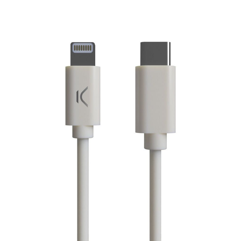 Ksix - Cable USB-C a Lightning de 1 m para iPhone, certificado Made for iPhone, carga rápida 20 W y transferencia de datos estable, color blanco