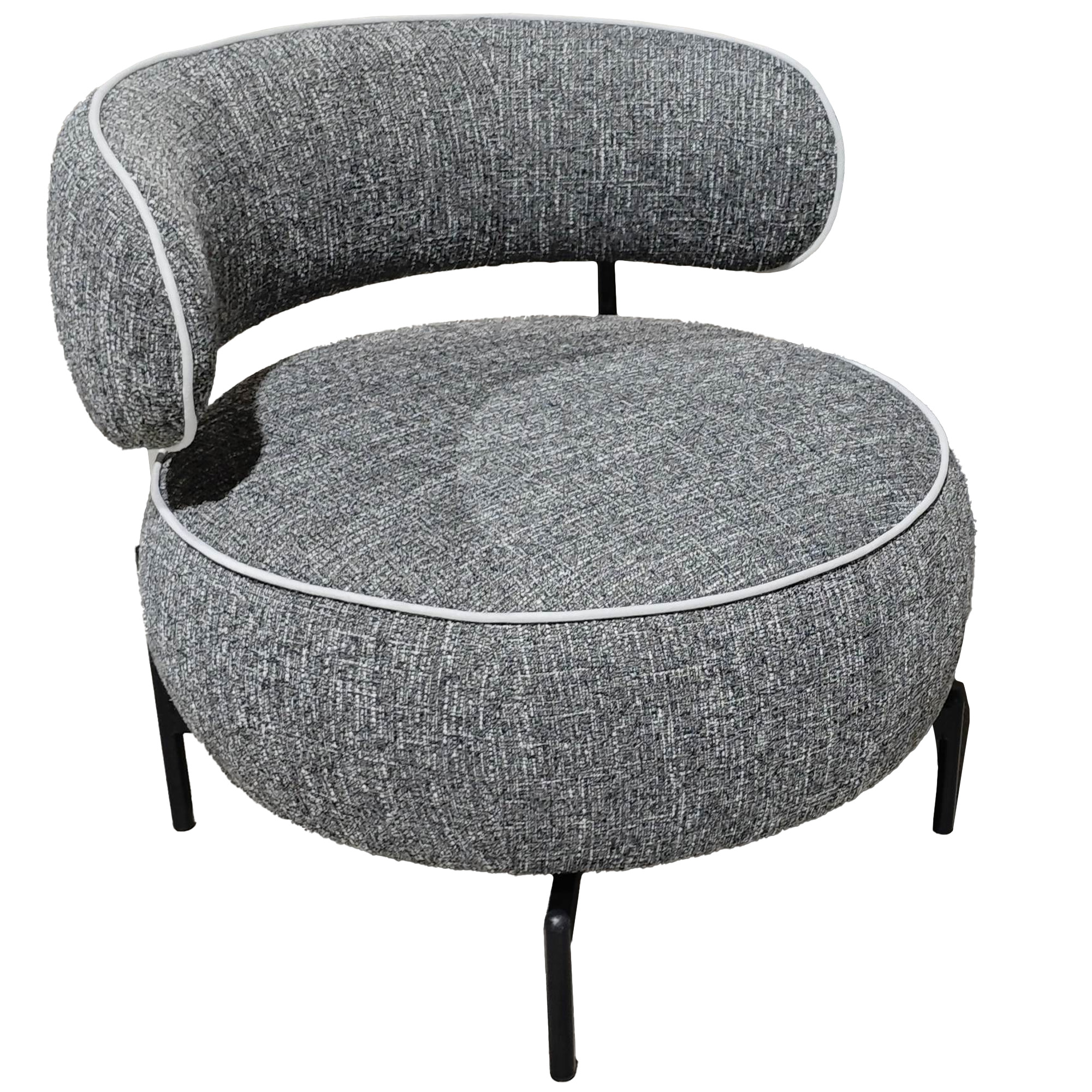 HOMCOM Butaca de Salón con Asiento Giratorio, Sillón de Salón, Tapizado en Lino, con Asiento Amplio, Acolchado Grueso, Patas de Metal para Dormitorio, Lectura, Gris Oscuro