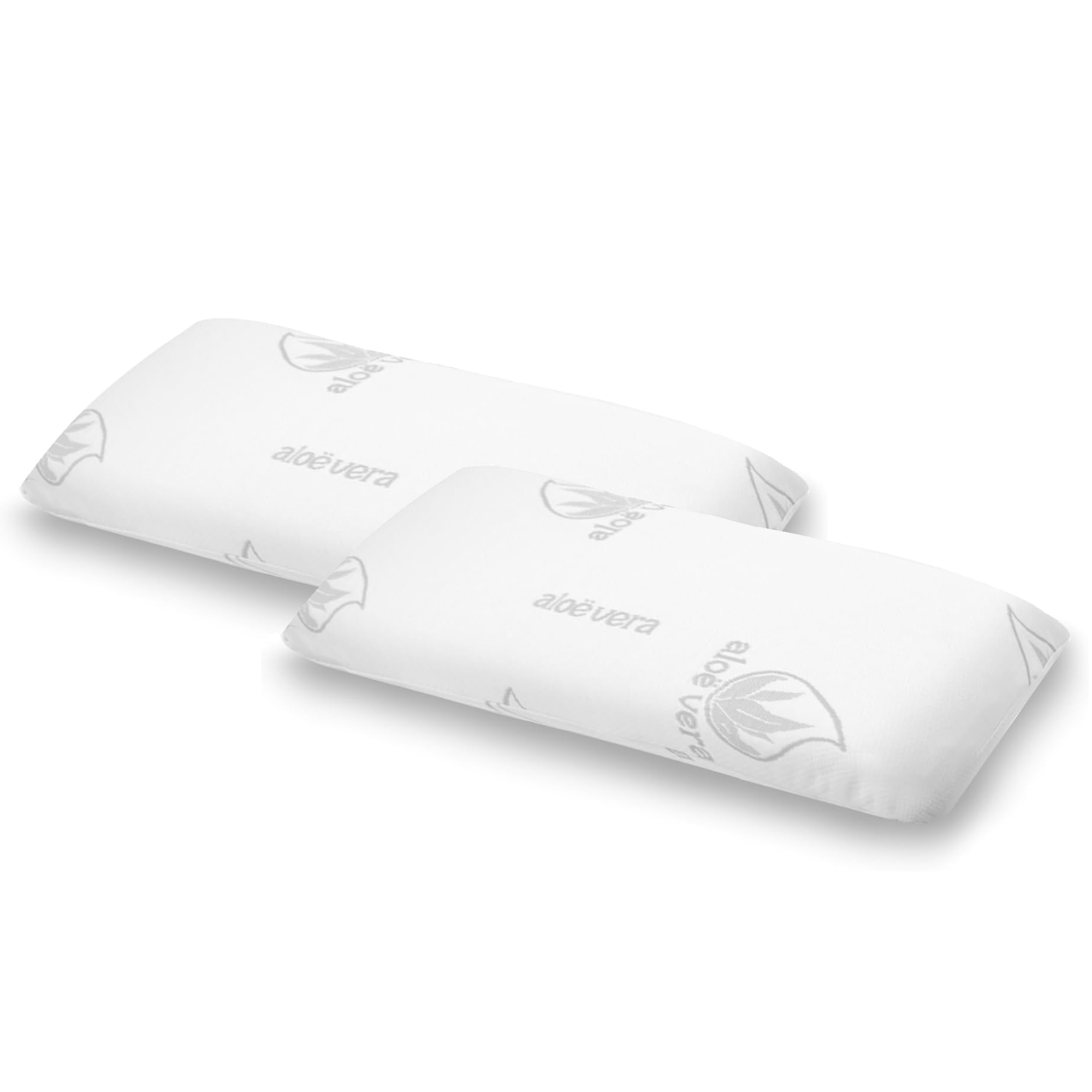 Almohadas 2x75cm Núcleo100% viscoelástico NO COPOS  , – Funda Aloe Vera, Desenfundable y Lavable, Anti Bacterias, Alivio de Presión Cervical,