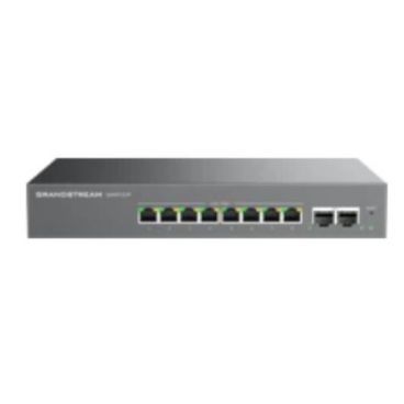 Grandstream gwn7721p switch gestionable multigigabit capa 2. puertos: 8x 2.5gbe rj45, 2x 10g sfp+, poe/poe+. cuenta con qos, igm snooping , control de tr&aacute fico unicast.