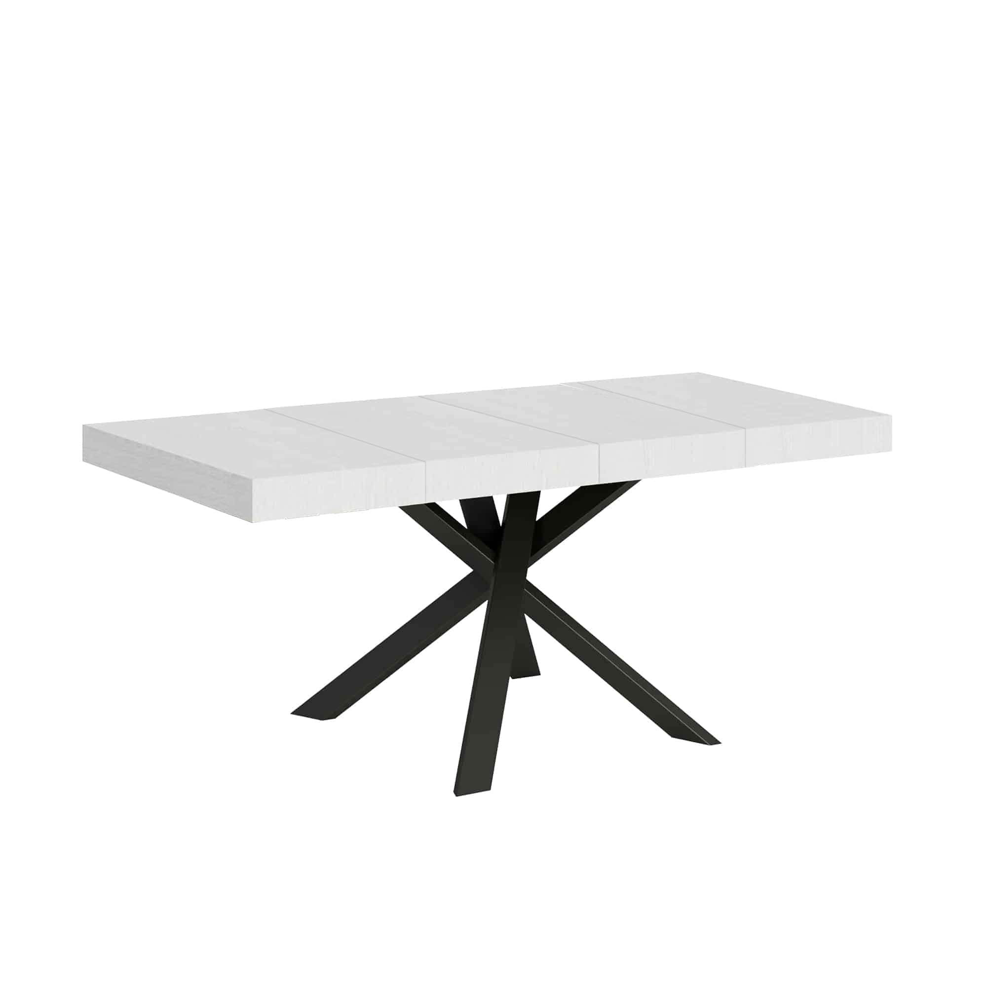 Mesa extensible 90x90/194 cm Clerk Premium Tapa de fresno blanco - Patas antracita - Itamoby