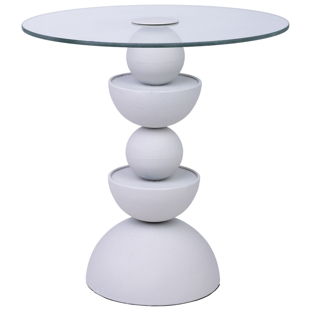 Wonderlust Deco - Mesa auxiliar de cristal y metal 45x45x49h cm Blanco 45x45x49h cm