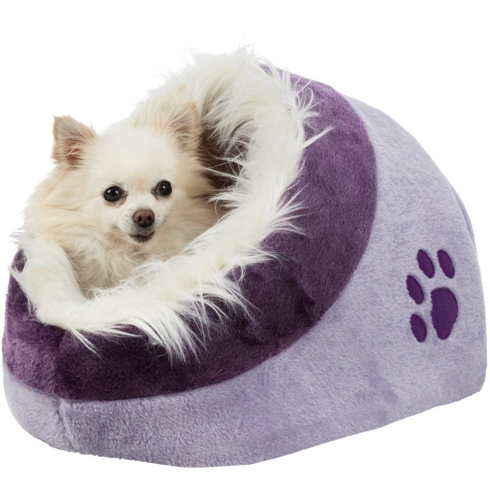 Cama para Mascotas Trixie Cueva Suave Lila con Funda Felpa Suave y Cojín Reversible