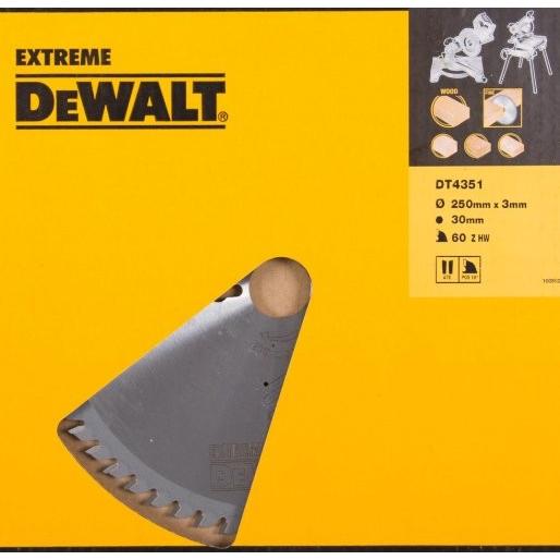 DeWalt DT4351-QZ - Hoja para sierra circular estacionaria, 250 x 30 mm, 60 D ATB y 10º