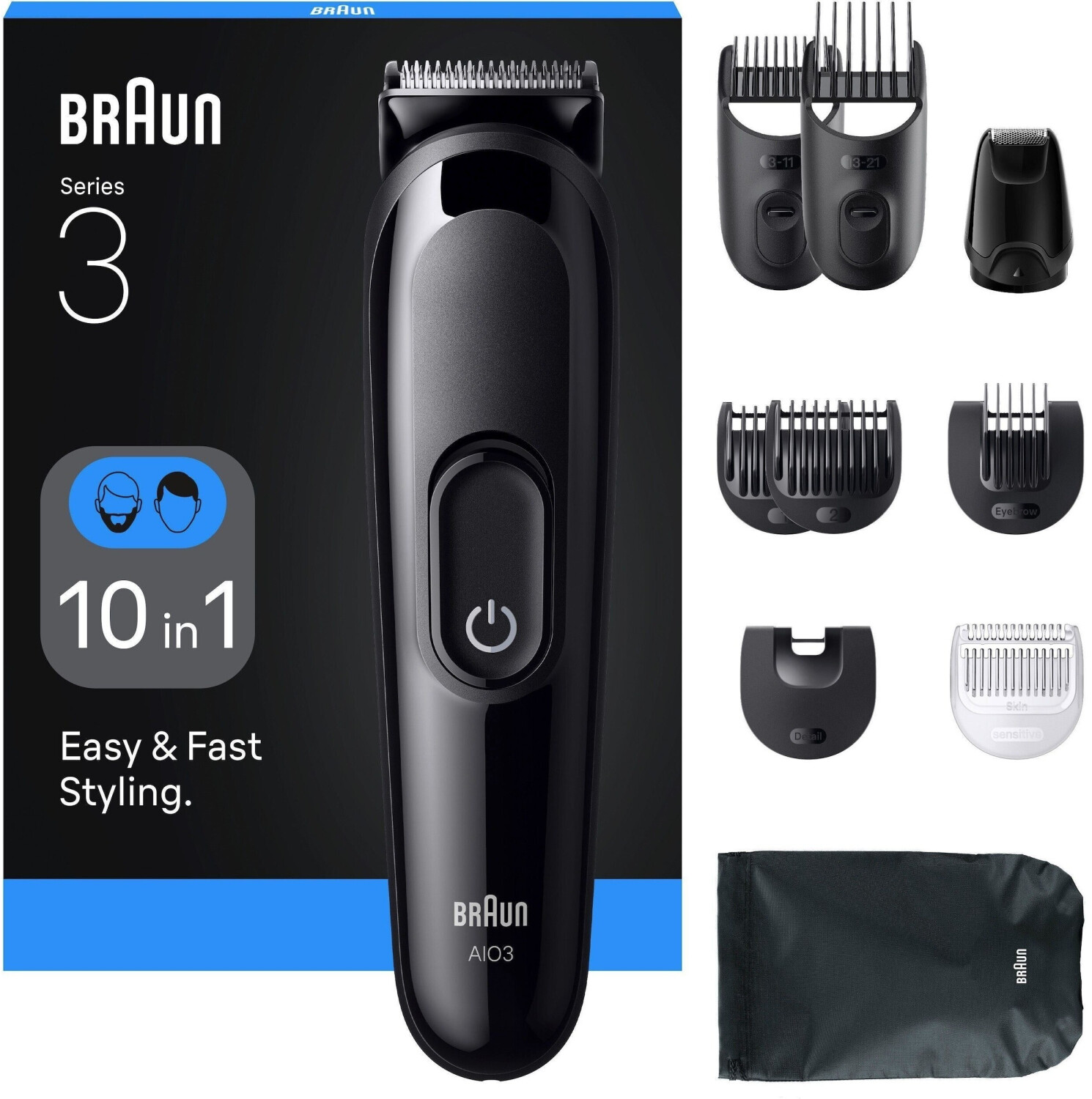 Braun Series 3 Cortapelos All-in-one, Kit para arreglar el cabello y la barba para hombre - Producto Europeo con Garantía Oficial.